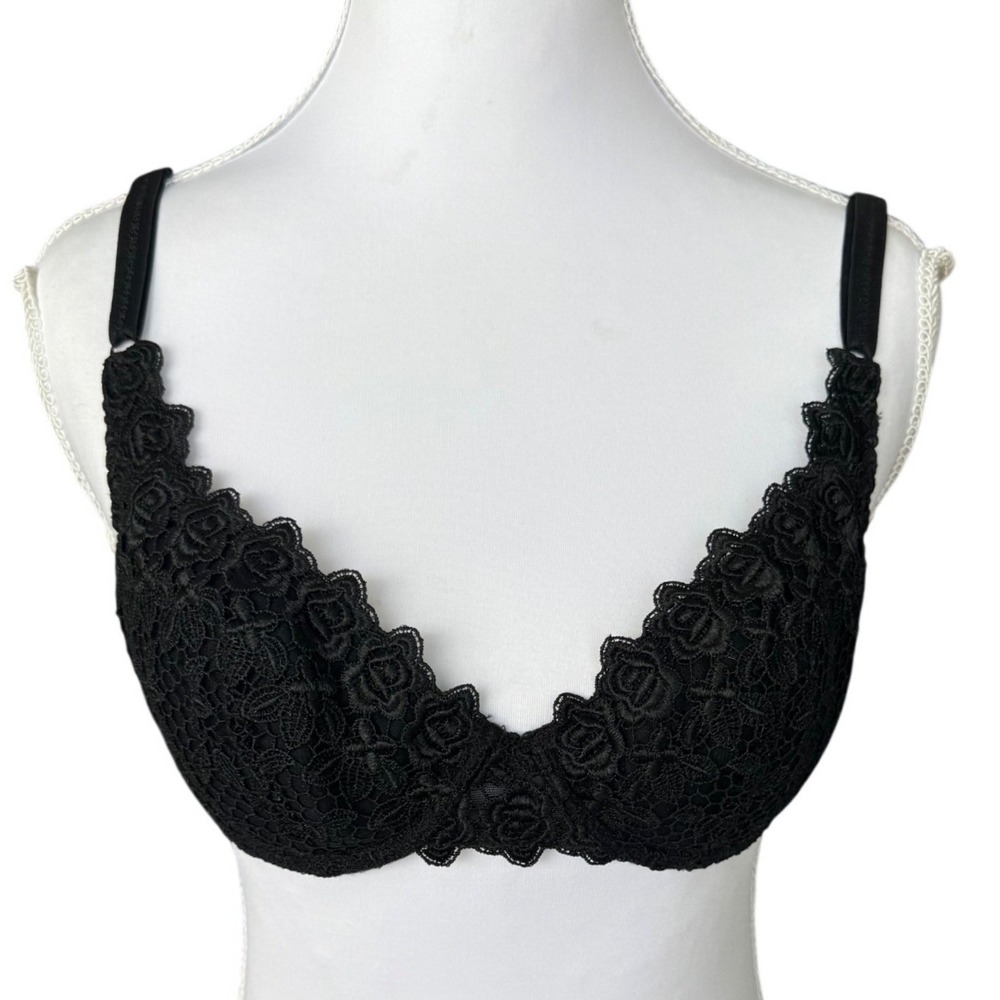 Vintage Y2K Victoria's Secret Bra Lace Underwire 2000 Coquette Black 34B
